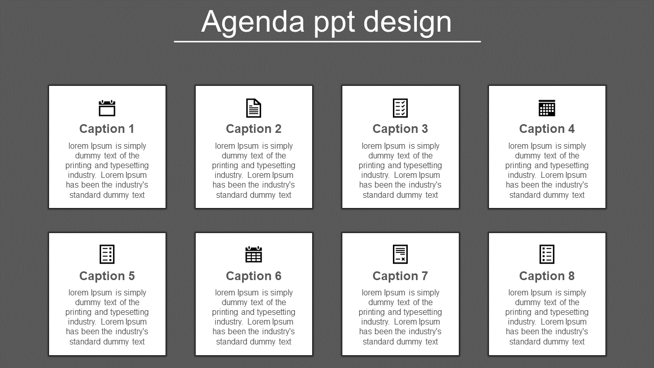 Stunning Agenda PPT Design Template With Eight Node